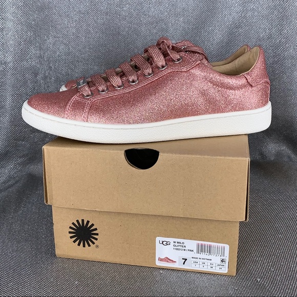 UGG PINK GLITTER MILO SNEAKERS SHOES - Picture 2 of 8
